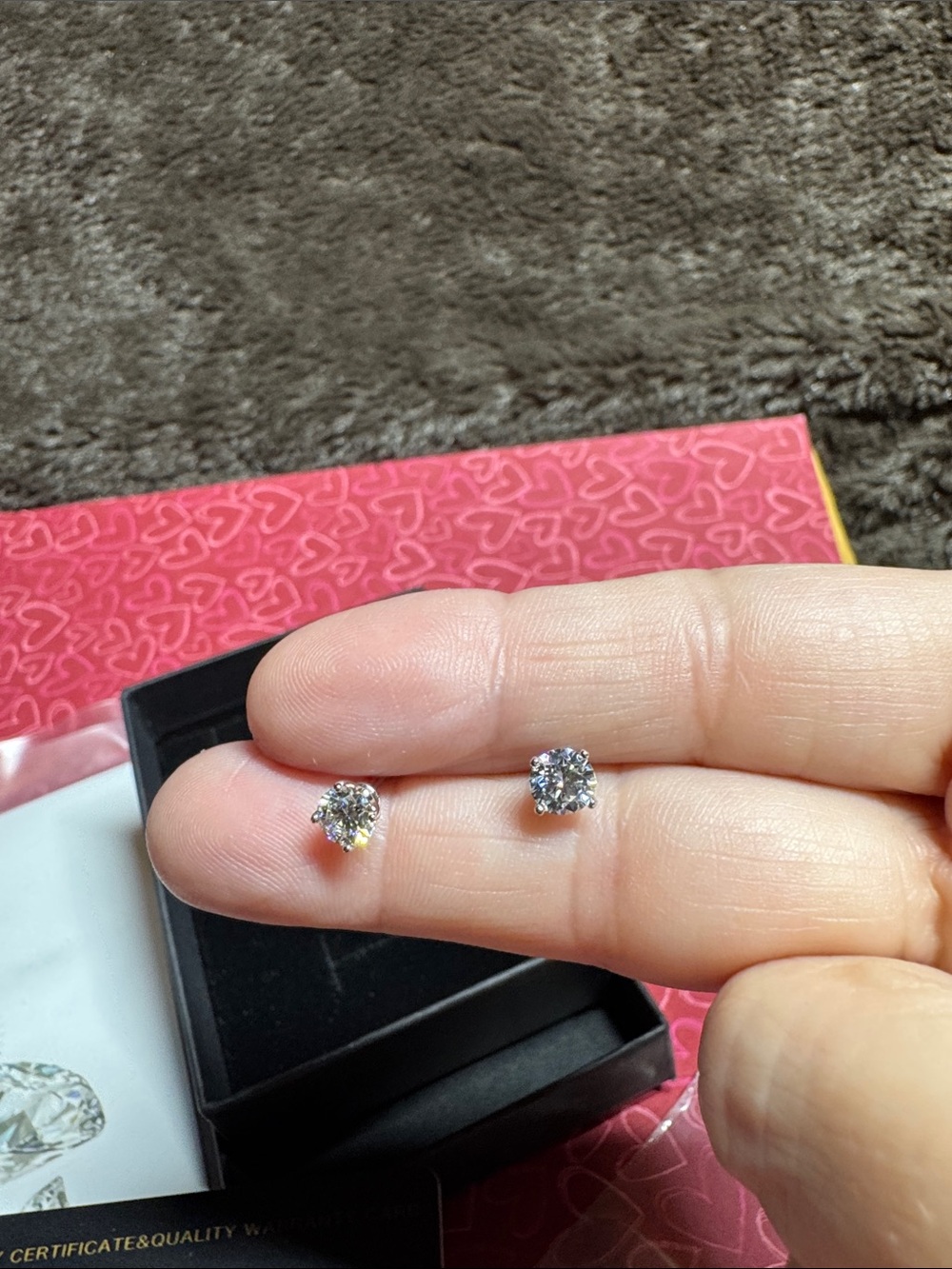 GRA Certified Moissanite Stud Earrings - Classic Silver Tone - Picture 3 of 6